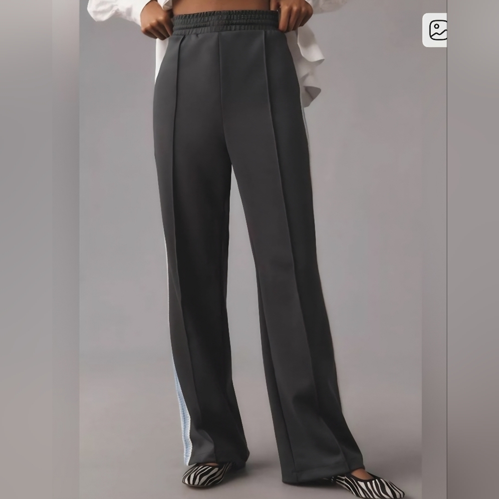 Maeve Green Pull On Track Trouser Pants with Side Stripe, Size S.